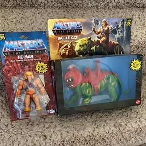 Mattel Masters of the Universe He-Man & Battle Cat Set - Red and Green New
